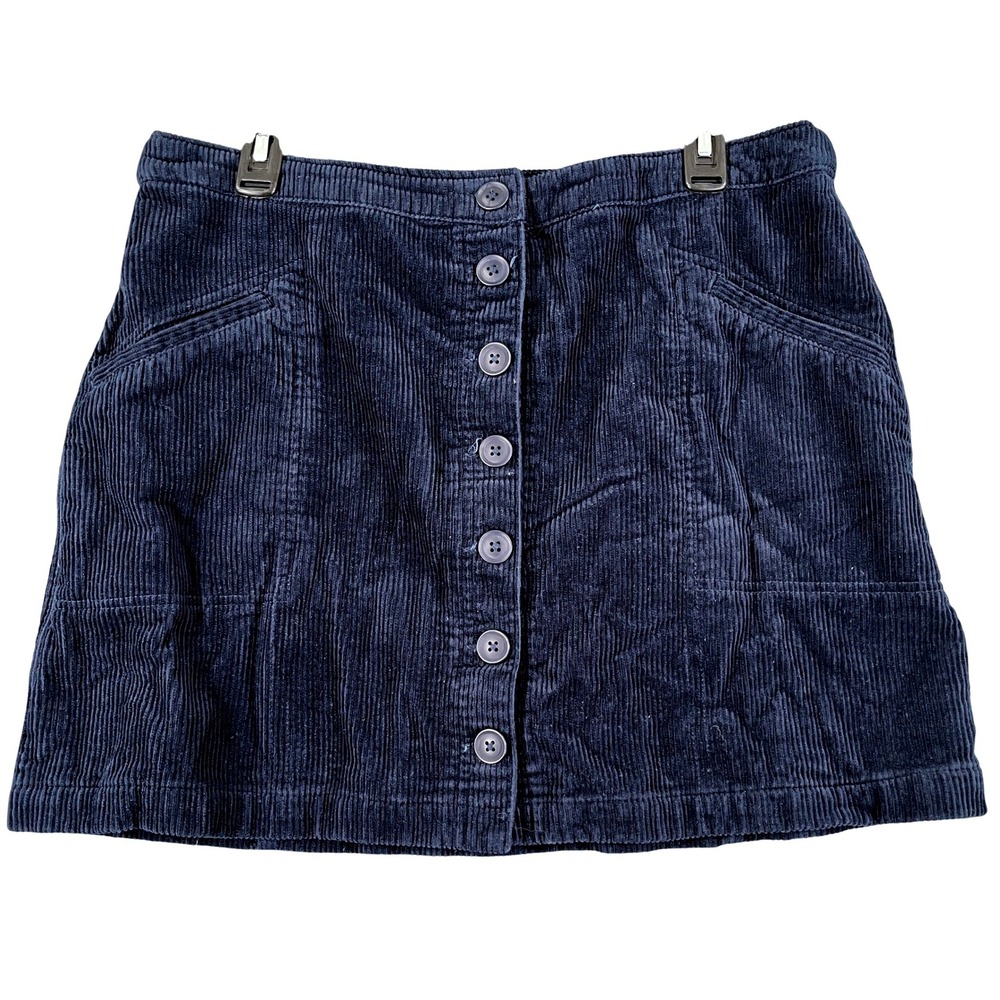 Marine Layer Corduroy Mini Skirt Womens 12 Navy Button Front Casual Everyday